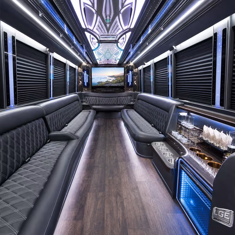 15 Passenger Party Bus Interior