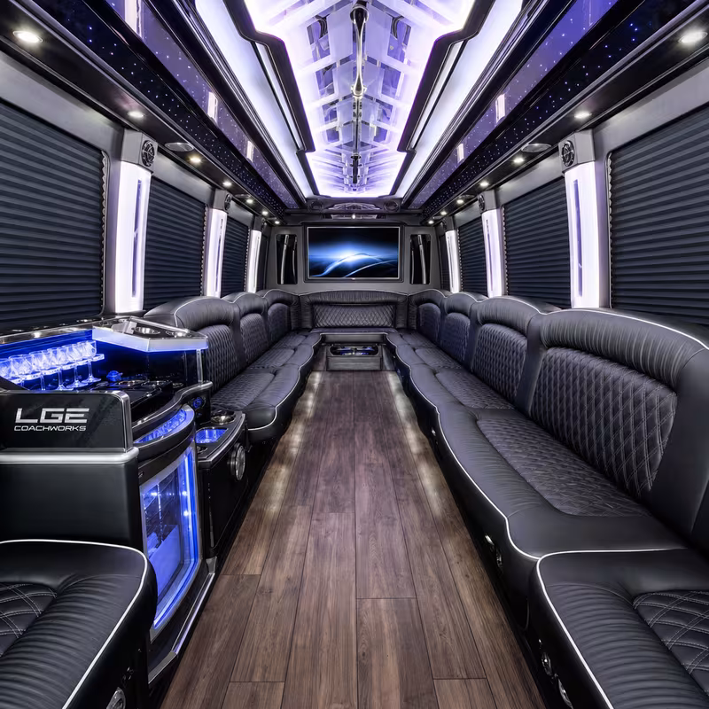 18 Passenger Party Bus Inside