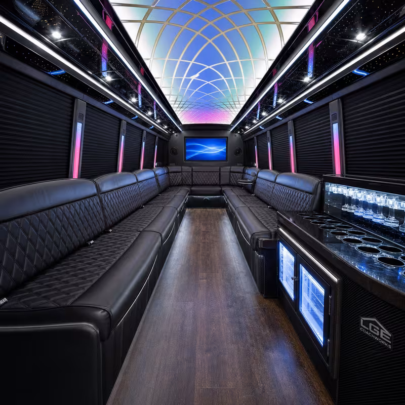 18 Passenger Party Bus Interior