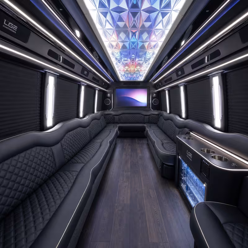 20 Passenger Party Bus Inside