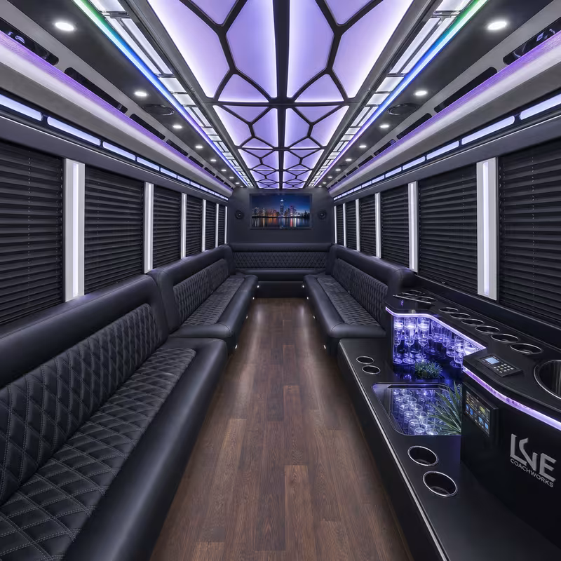 40 Passenger Party Bus Interior