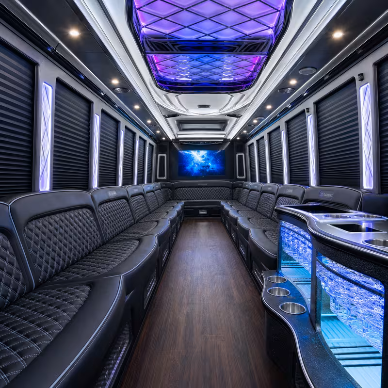 50 Passenger Party Bus Inside