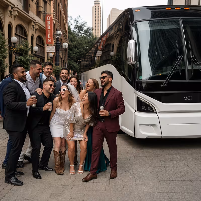 Passengers loading luggage while boarding an San Antonio group shuttle