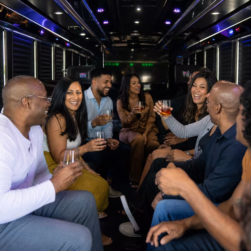 Black Mercedes Sprinter van staged for an San Antonio Birthday Transportation group