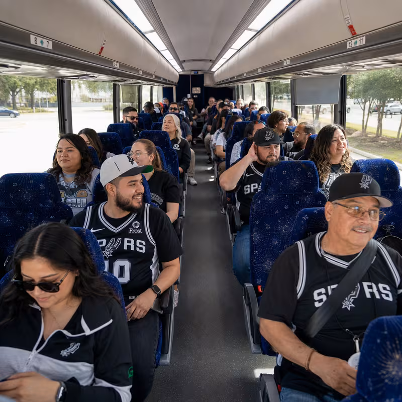 Passenger seating aboard a San Antonio party bus rental