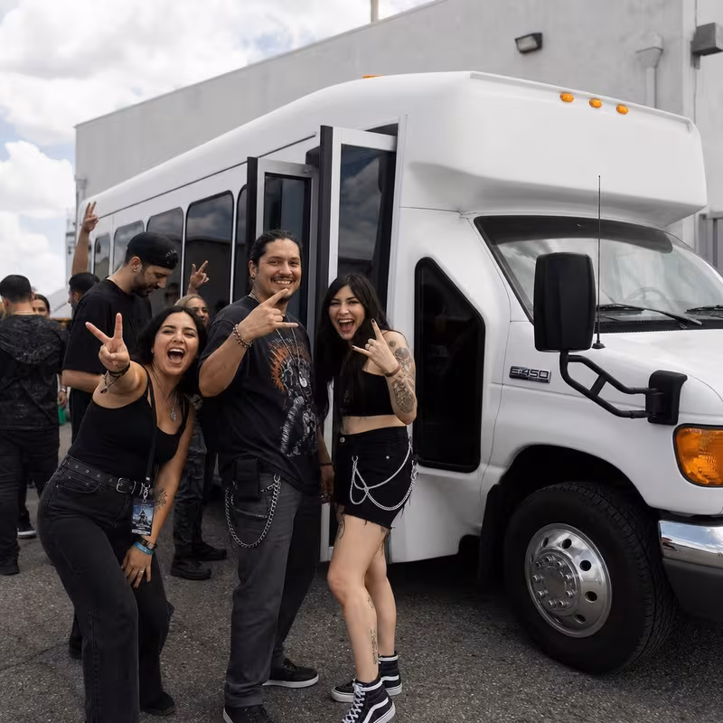 Black Mercedes Sprinter van staged for an San Antonio Concert Transportation group