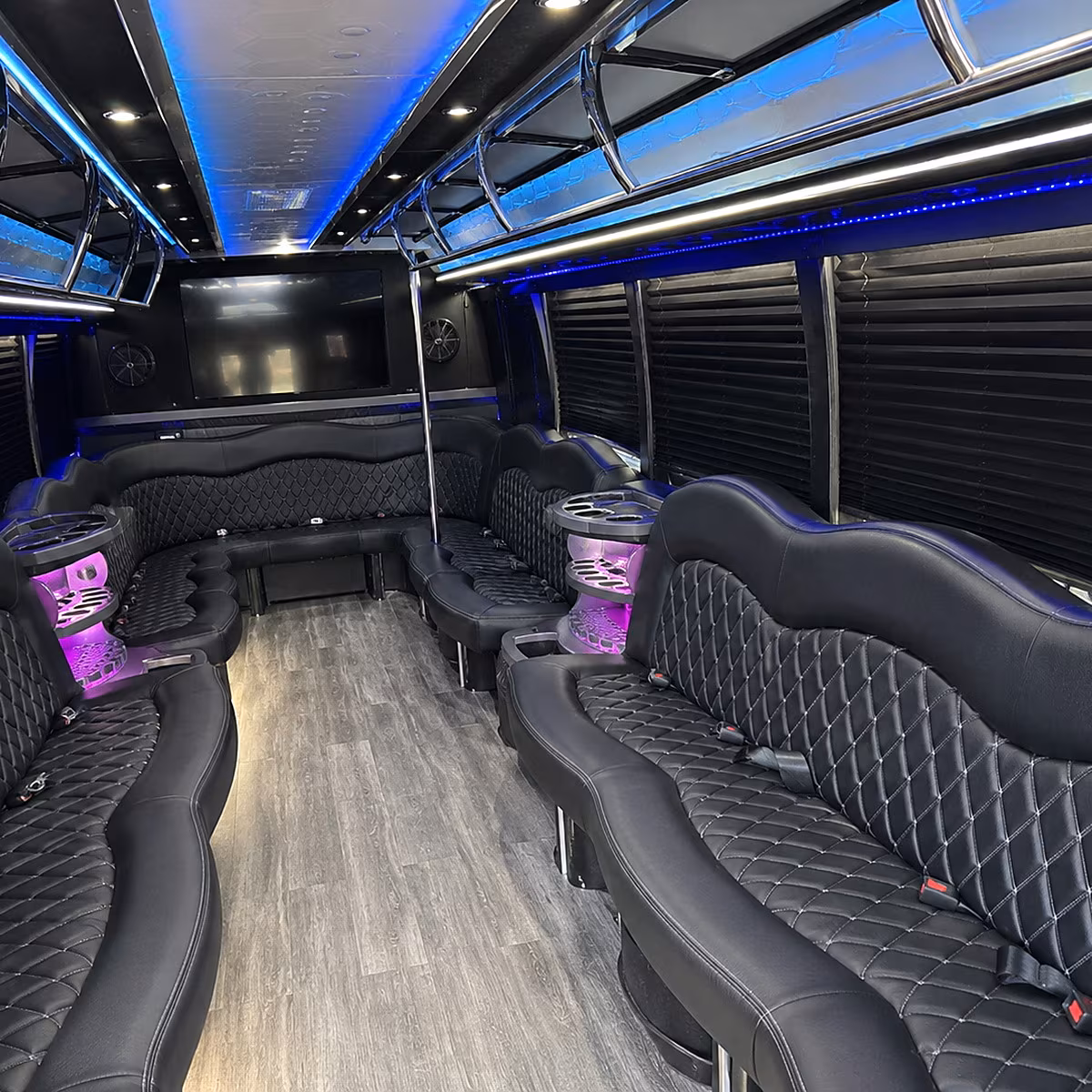 San Antonio Birthday, Sweet 16, & Quinceañera Transportation party bus interior