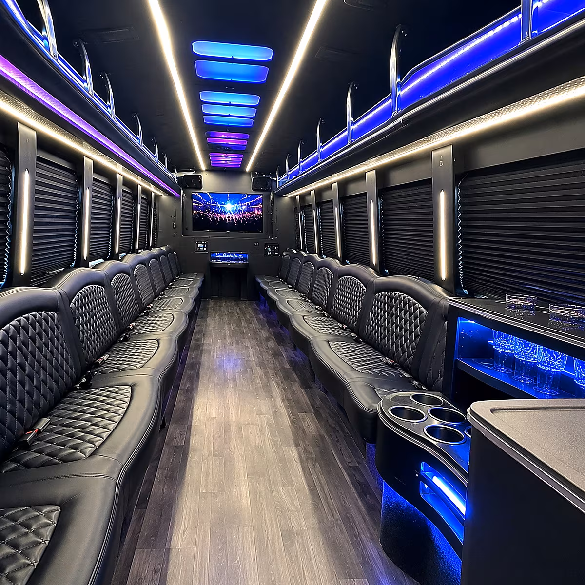 San Antonio Birthday, Sweet 16, & Quinceañera Transportation party bus interior