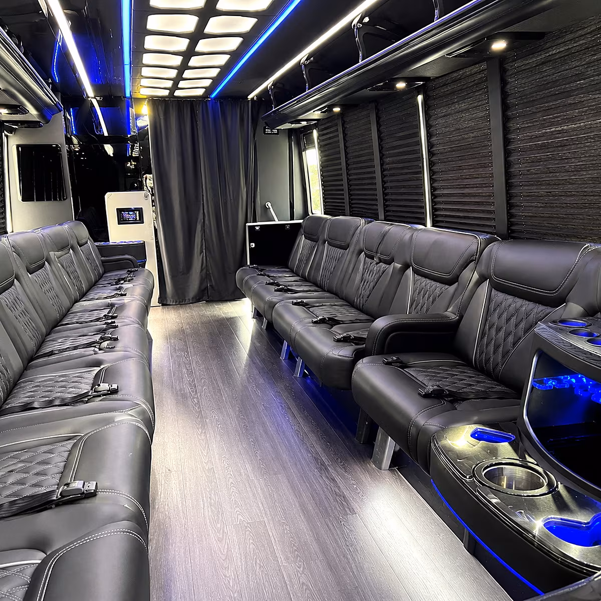 San Antonio Private Event Transportation party bus interior