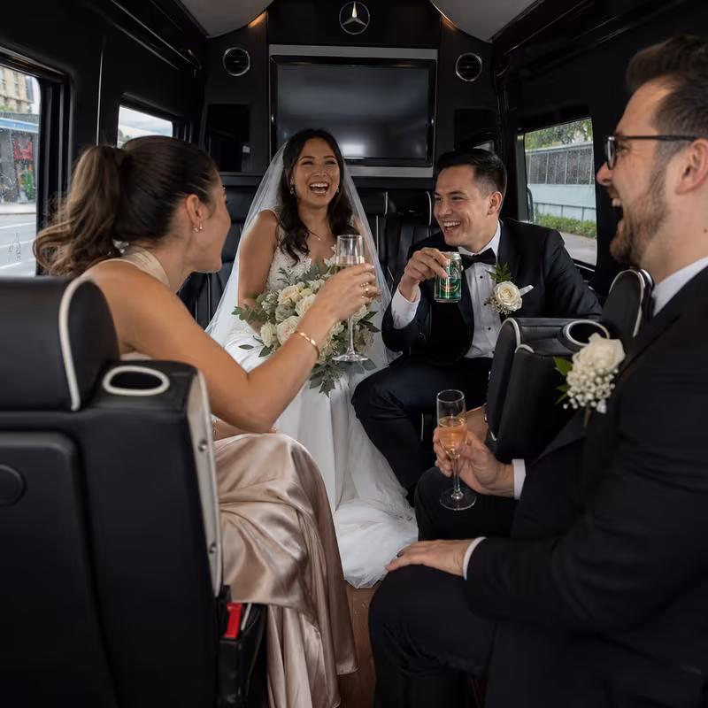 Black Mercedes Sprinter van staged for an San Antonio Wedding Transportation group